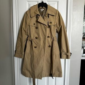 J CREW Icon Trench Coat Sz 2 Tan Beige Belt EUC #21674